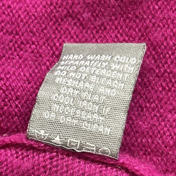 IN CASHMERE Cardigan Womens Medium Open Front Lightweight Fuchsia Pink Sweater - Picture 4 of 7